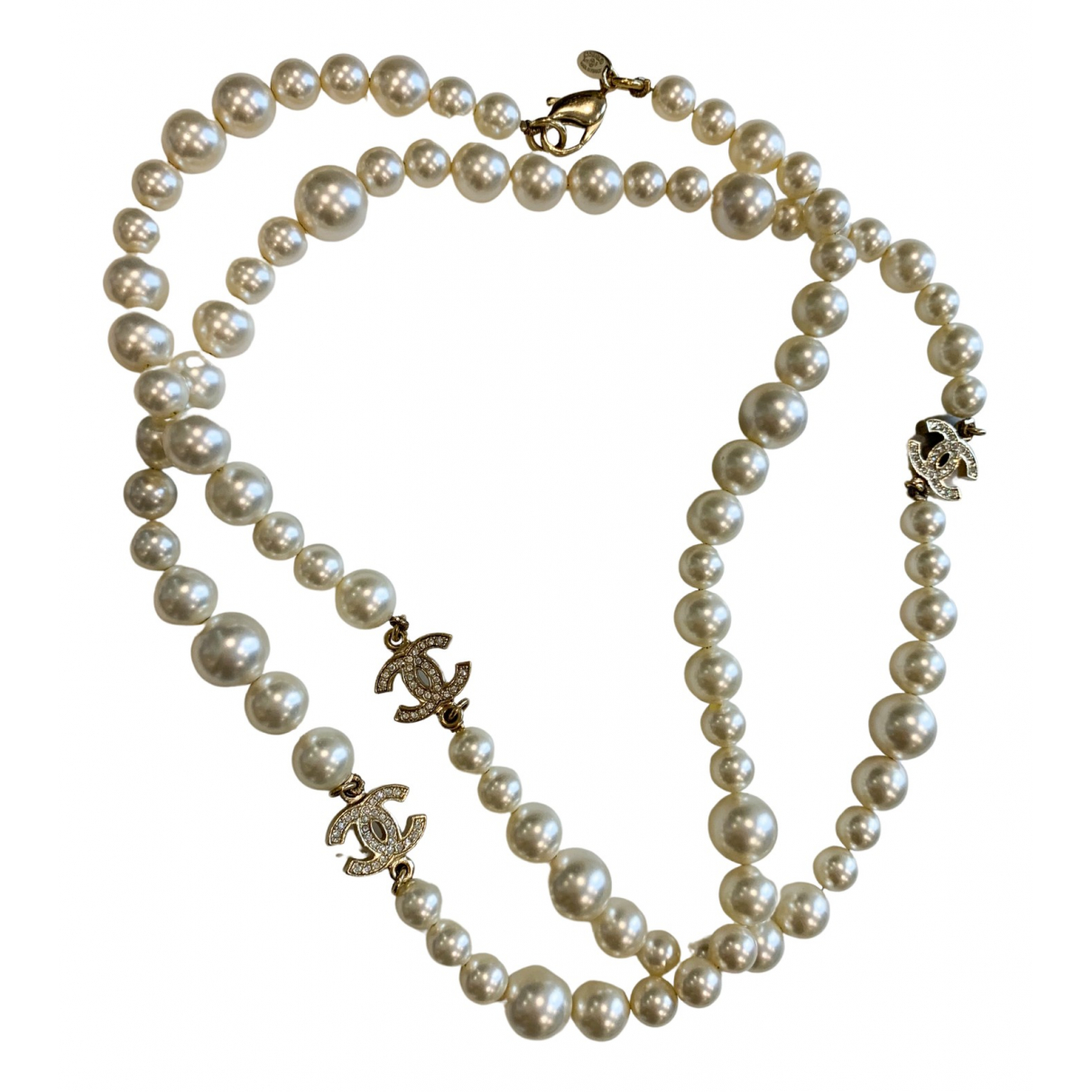 Cc pearl necklace Chanel White in Pearl 